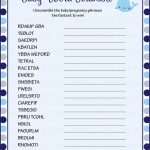 Baby Word Scramble   Printable Download   Navy Gray Whale Baby   Free Printable Baby Shower Games Word Scramble