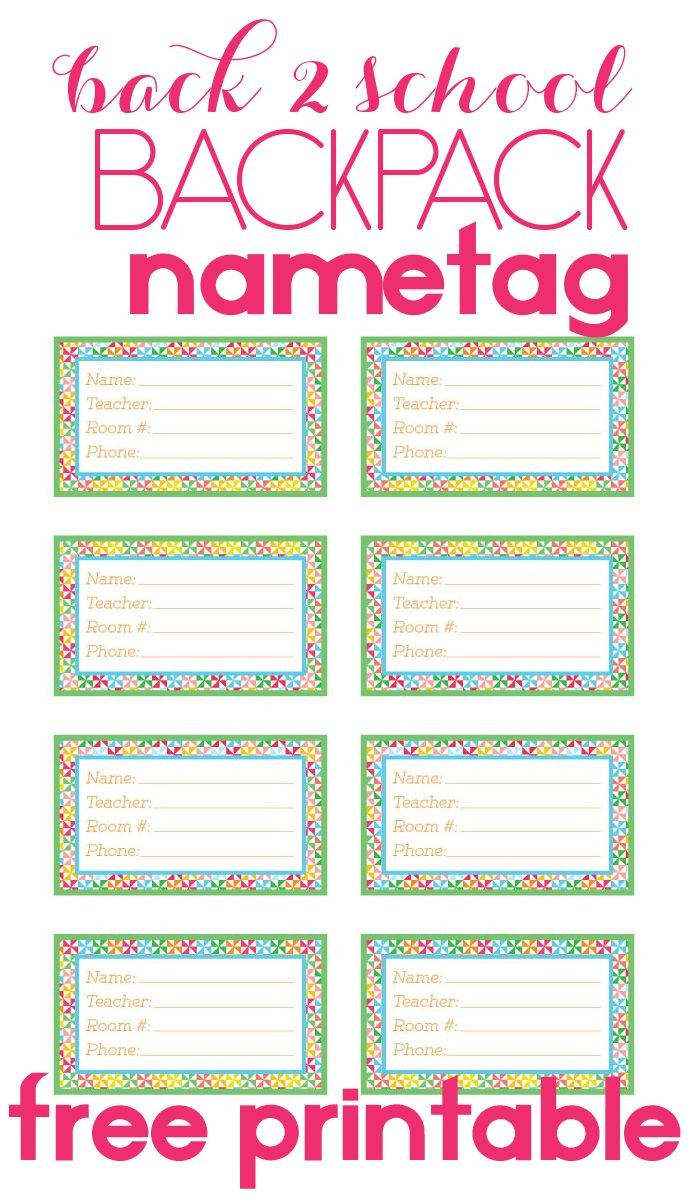 Back To School Backpack Name Tag | Diy Products | School Backpacks - Free Printable Name Tags For Teachers