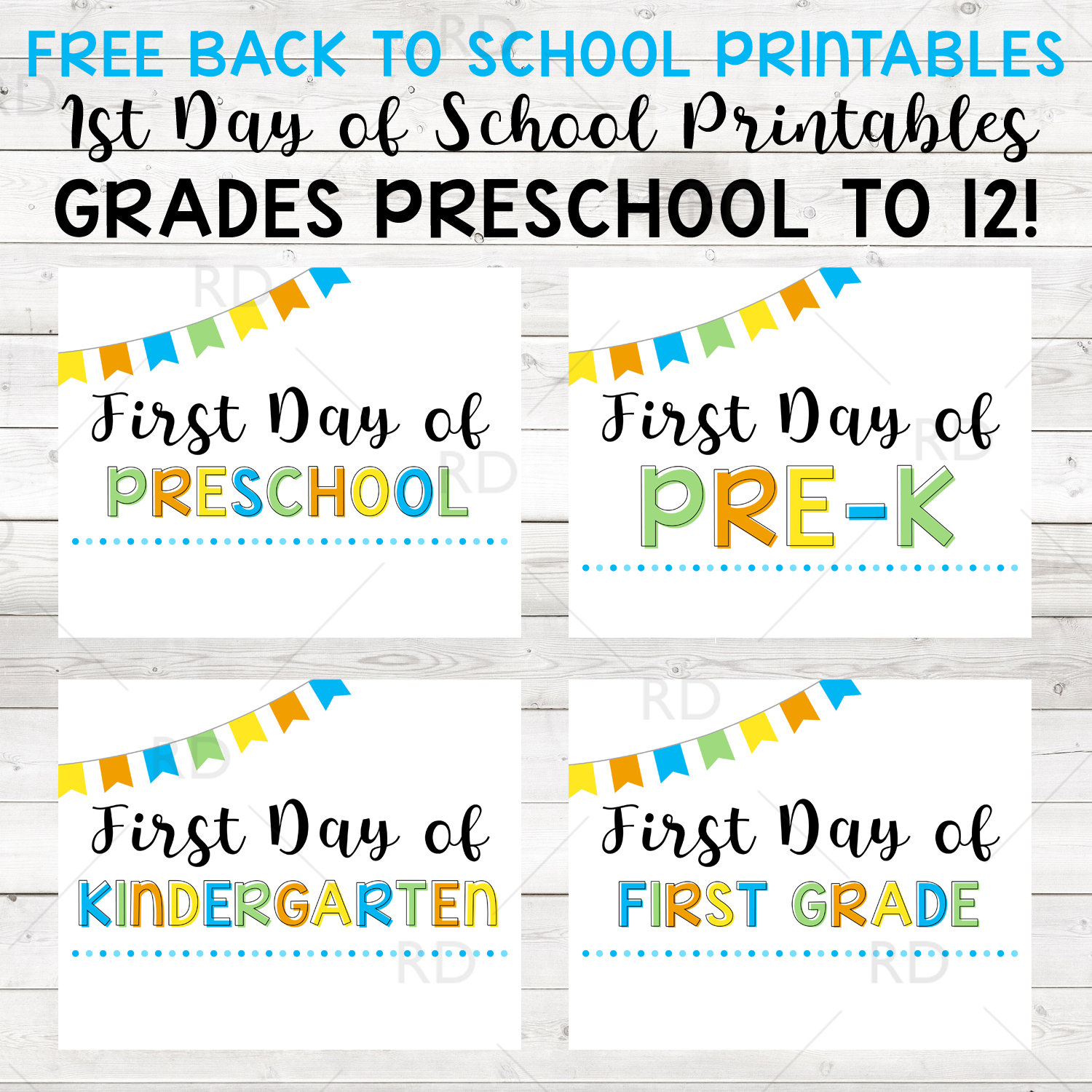 Back To School Free Printables! First Day Of School Grades Preschool - Free School Printables