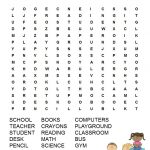 Back To School Word Search Free Printable | Back To School | School   Free Printable Back To School Worksheets For First Grade