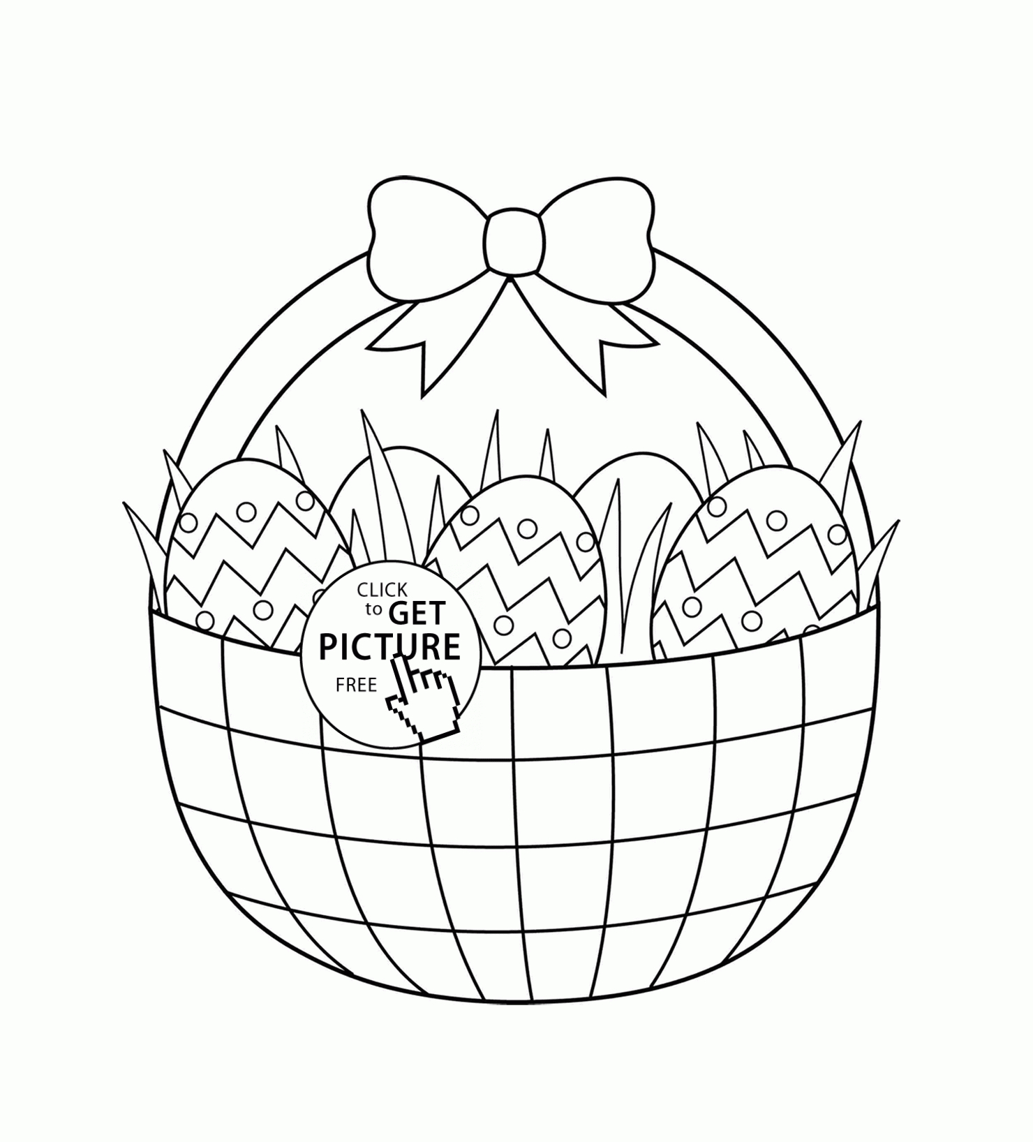 Basket With Easter Eggs Coloring Page For Kids, Coloring Pages - Free Printable Coloring Pages Easter Basket