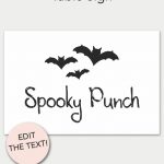 Bat Table Sign | Free Party Printables | Free Printable Stationery   Free Printable Halloween Place Cards