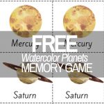 Beautiful Watercolor Planet Solar System Printable Memory Game!   Free Printable Pictures Of Planets