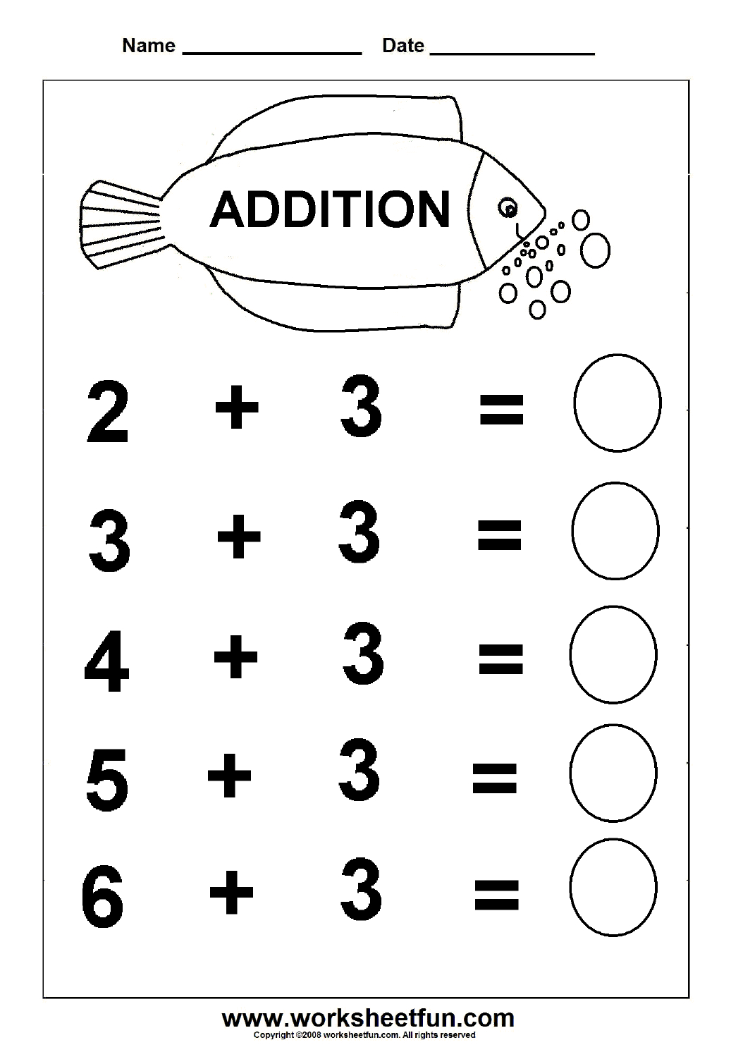 Beginner Addition – 6 Kindergarten Addition Worksheets / Free - Free Printable Math Worksheets For Kindergarten