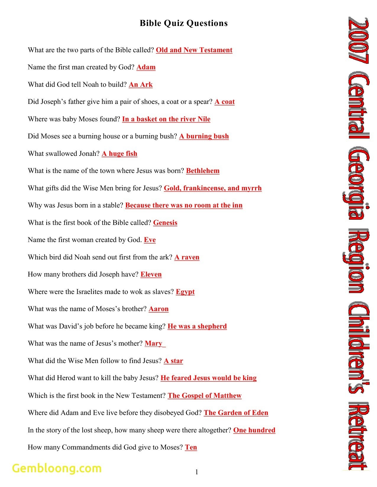 Free Printable Bible Trivia Questions And Answers Free Printable