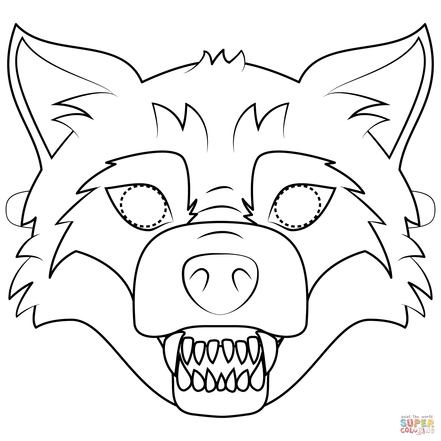 Big Bad Wolf Mask Coloring Page | Free Printable Coloring Pages - Free Printable Wolf Face Mask