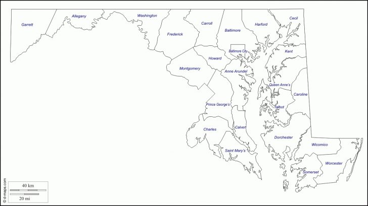 Free Printable Map Of Maryland