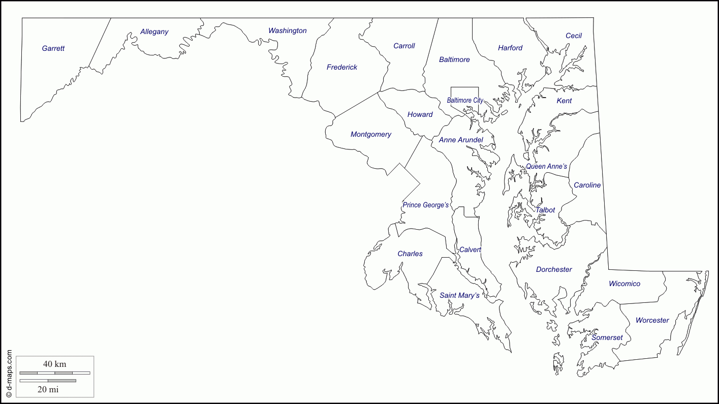 Blank Map Of Maryland And Travel Information | Download Free Blank - Free Printable Map Of Maryland