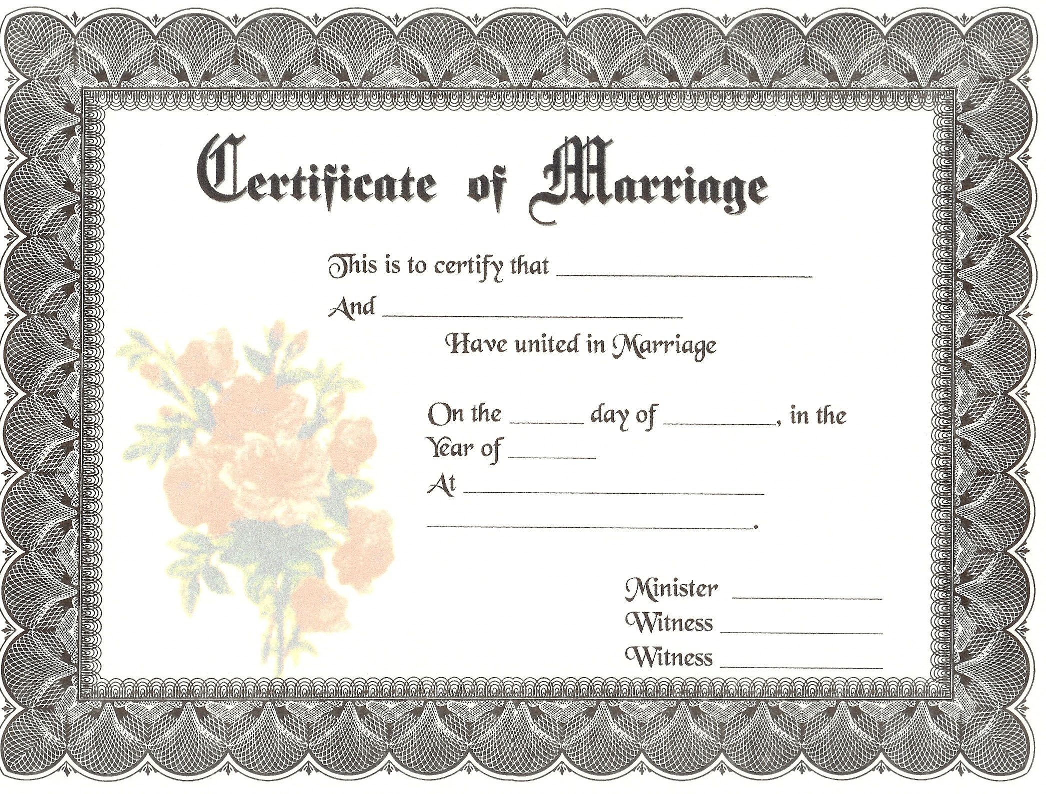 Printable Marriage Certificate Form Printable Forms Free Online