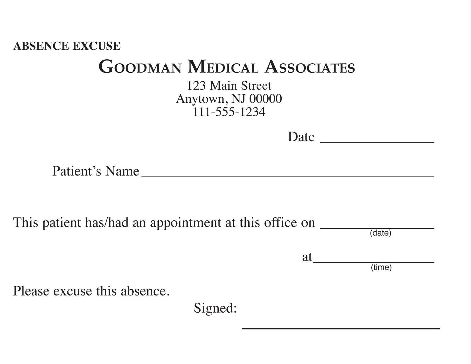 Blank Printable Doctor Excuse Form | Keskes Printing - Mds - Free Printable Doctors Excuse