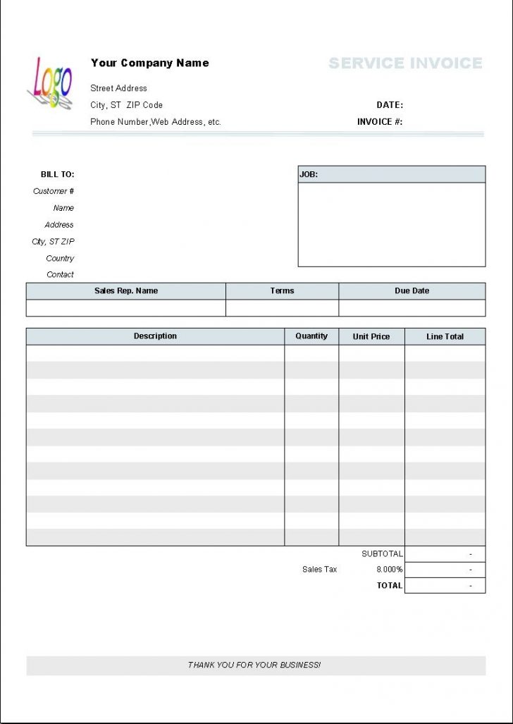 Free Printable Invoice Template Excel