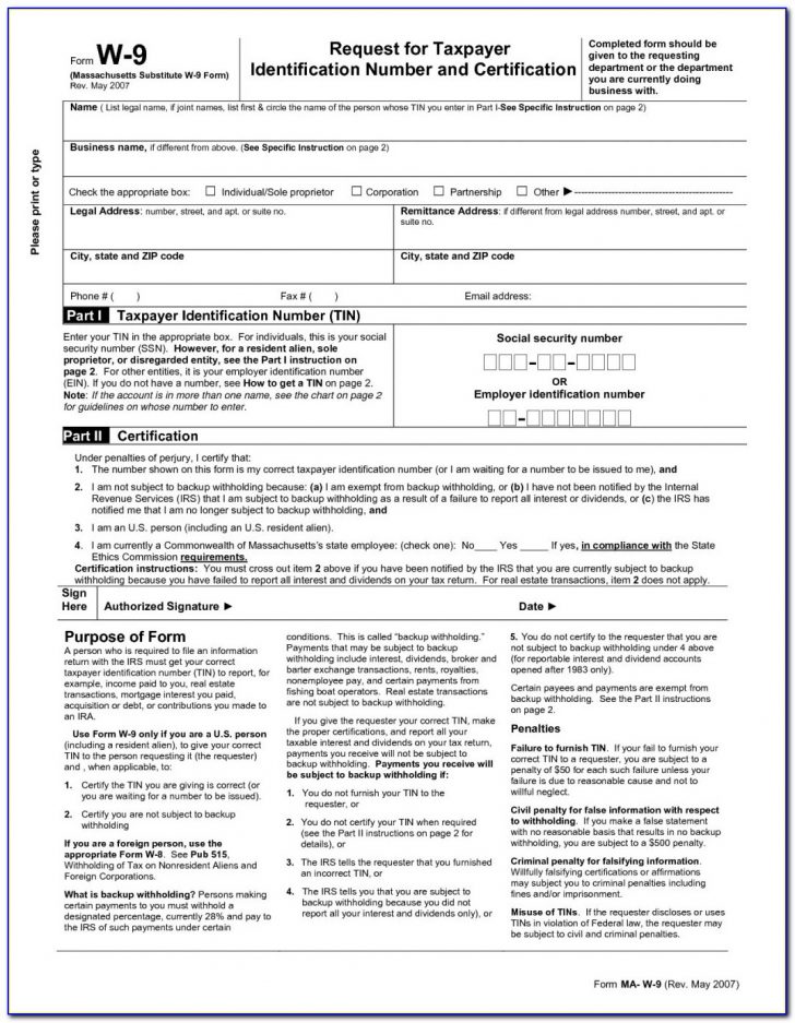 Blank W9 Form Business Templates W 9 Colorado Printable