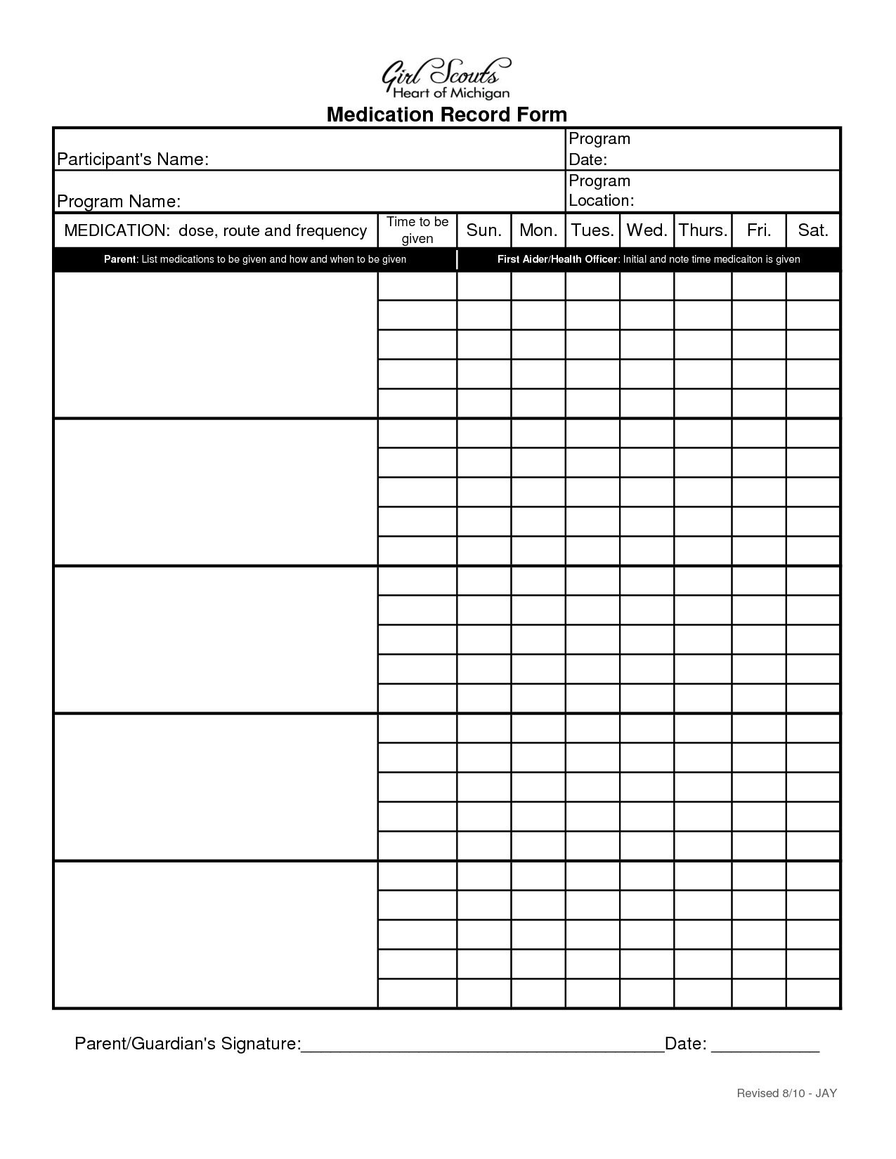 Blank+Medication+Administration+Record+Template | Health - Medication Chart Printable Free