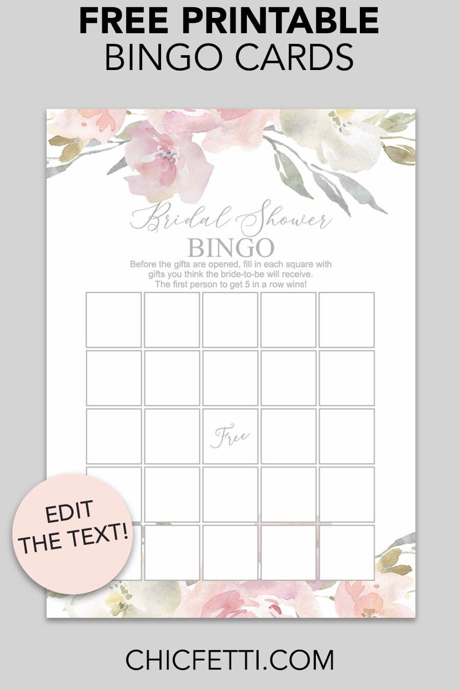 Blush Floral Printable Bridal Shower Bingo | Free Wedding Printables - Free Printable Bridal Shower Blank Bingo Games