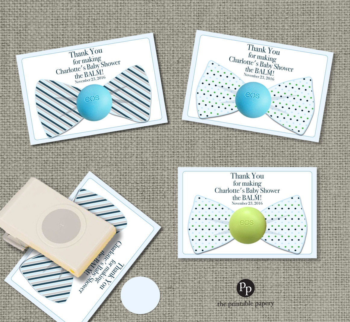 Bow Tie Baby Shower Favors For Eos Lip Balm Gifts | Thank You Favor - Free Printable Eos Baby Shower Template