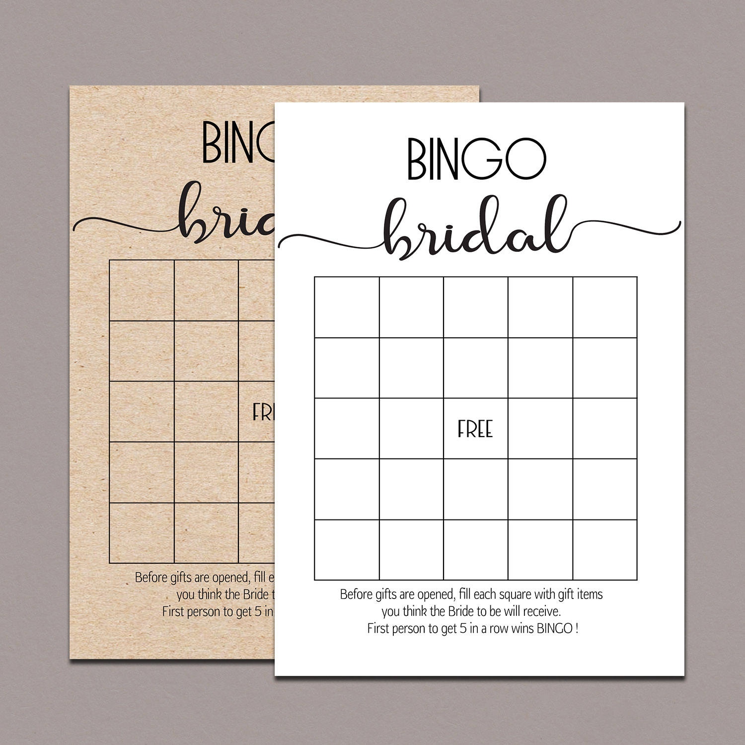 Free Printable Bridal Bingo Template