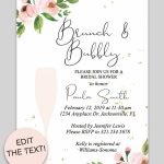 Bridal Shower Printable Invitation (Floral Bubbly | Invitations   Invitations Bridal Shower Free Printable