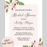 Bridal Shower Printable Invitation (Light Pink Floral | Free   Invitations Bridal Shower Free Printable
