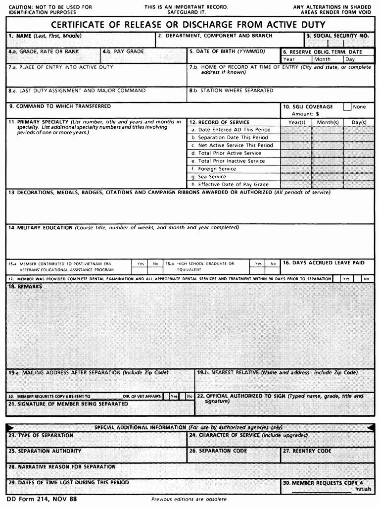 blank dd214 template form