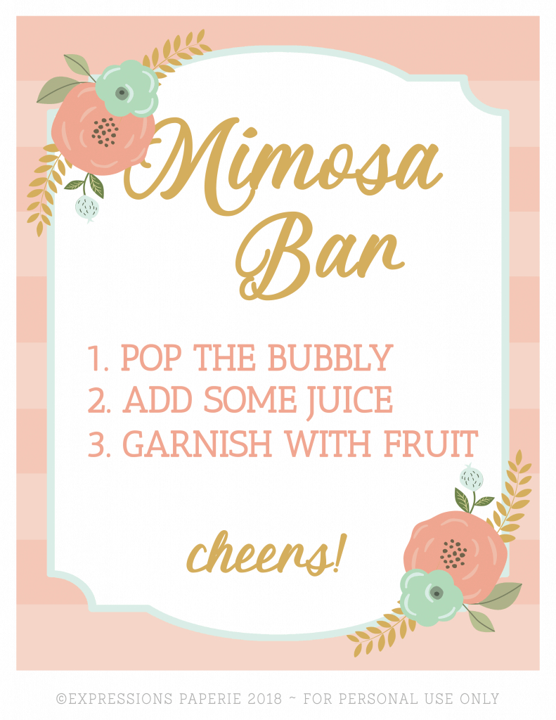 Brunch And Mimosas Party Ideas - Strawberry Blondie Kitchen - Free Mimosa Bar Printable