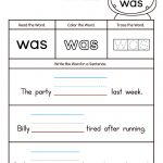 Build Sentences Using Sight Word: Was | School | Sight Words   Free Printable Sight Word Reading Passages