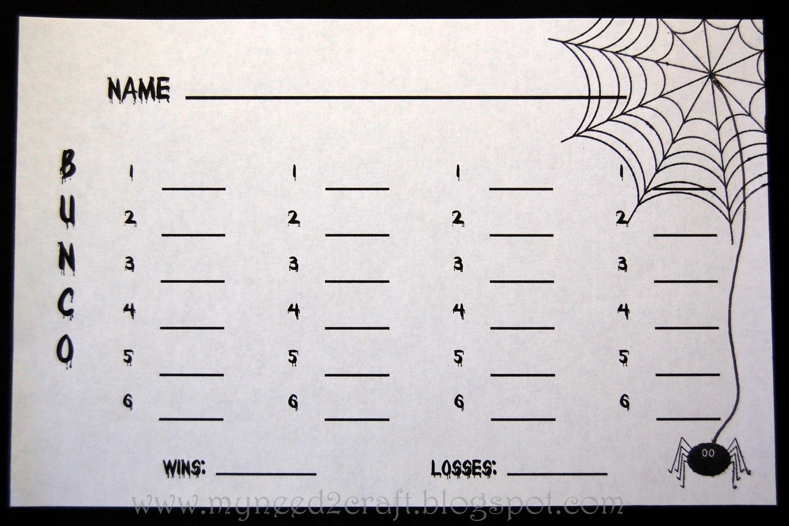 Bunco Score Sheets | The Bunco Score Sheets Using The Bloody Font - Free Printable Halloween Bunco Score Sheets