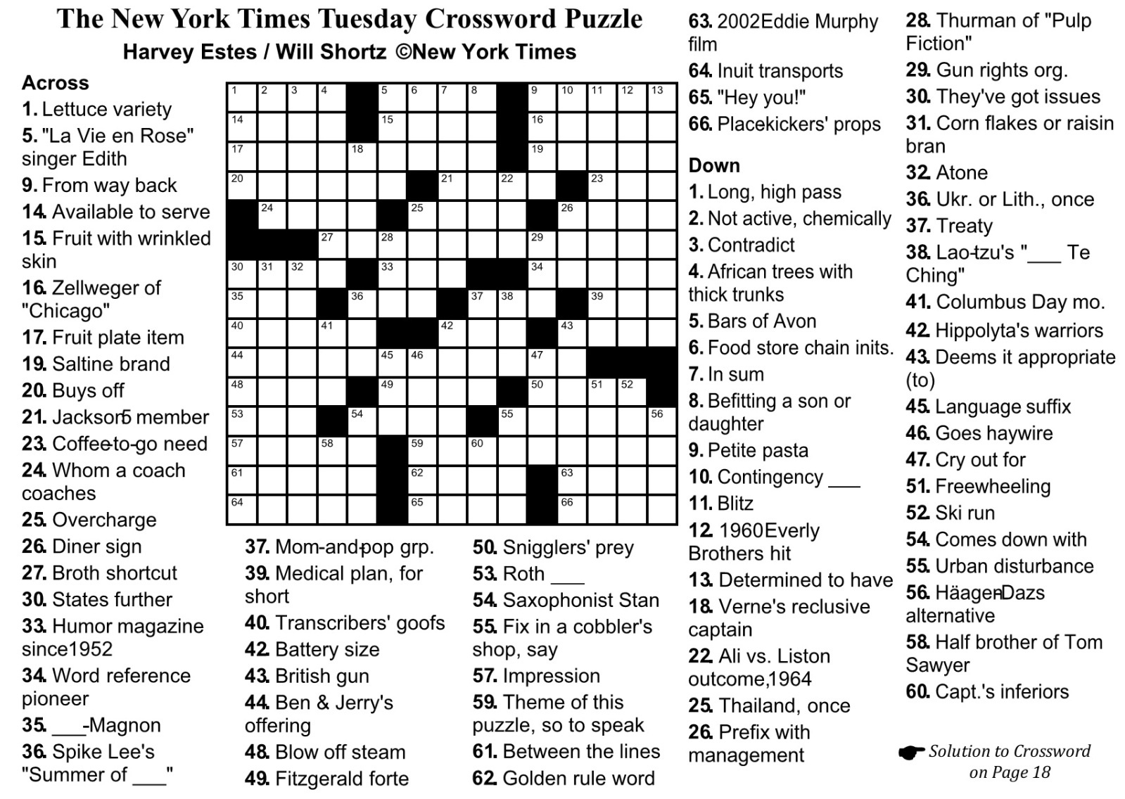 Canonprintermx410: 26 Fresh Free La Times Crossword - New York Times Crossword Printable Free Monday