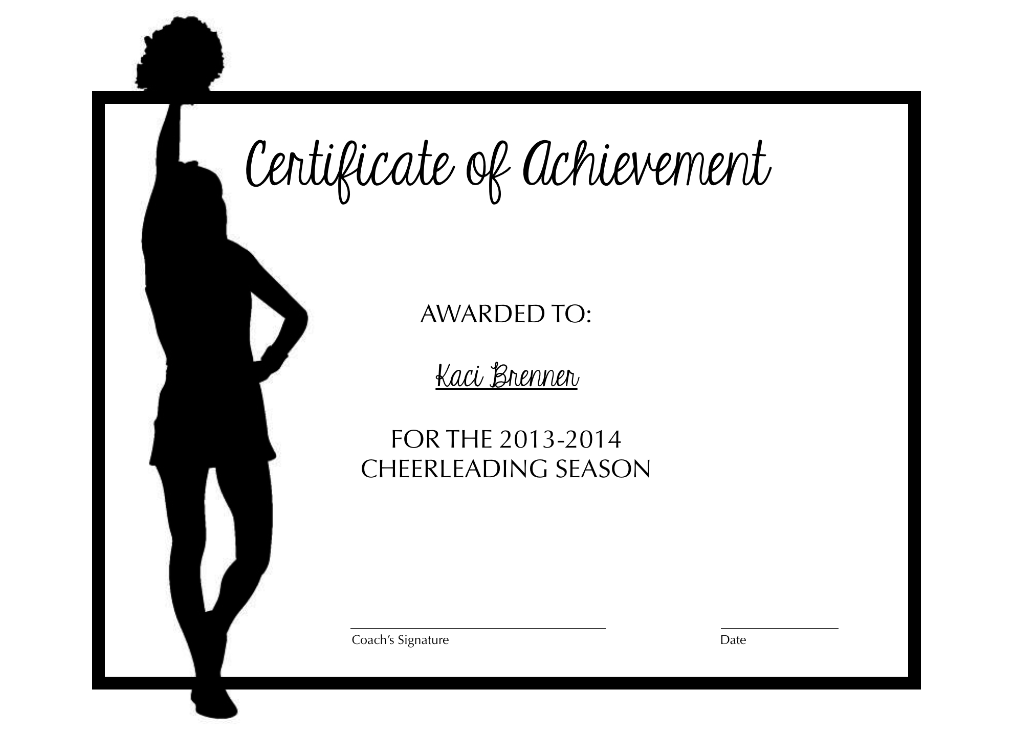 Cheerleading Certificate Of Achievement | Cheer | Cheer Coaches - Free Printable Cheerleader Certificates