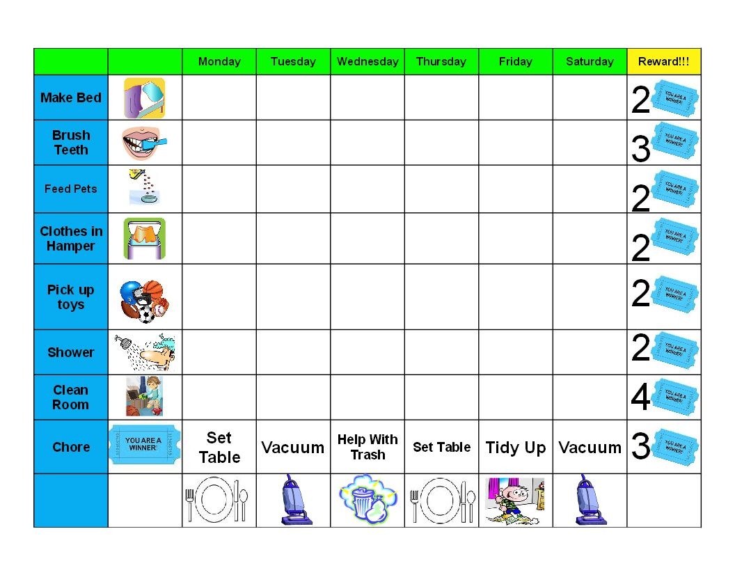 Chore Chart For Young Kids | Gael&amp;#039;s Crafty Treasures: Good Behavior - Free Printable Chore And Behavior Charts