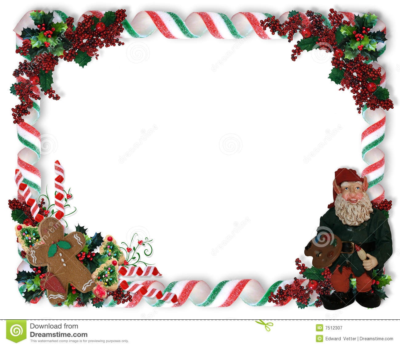 Christmas Border Candy And Elf Stock Illustration - Illustration Of - Free Printable Christmas Frames And Borders