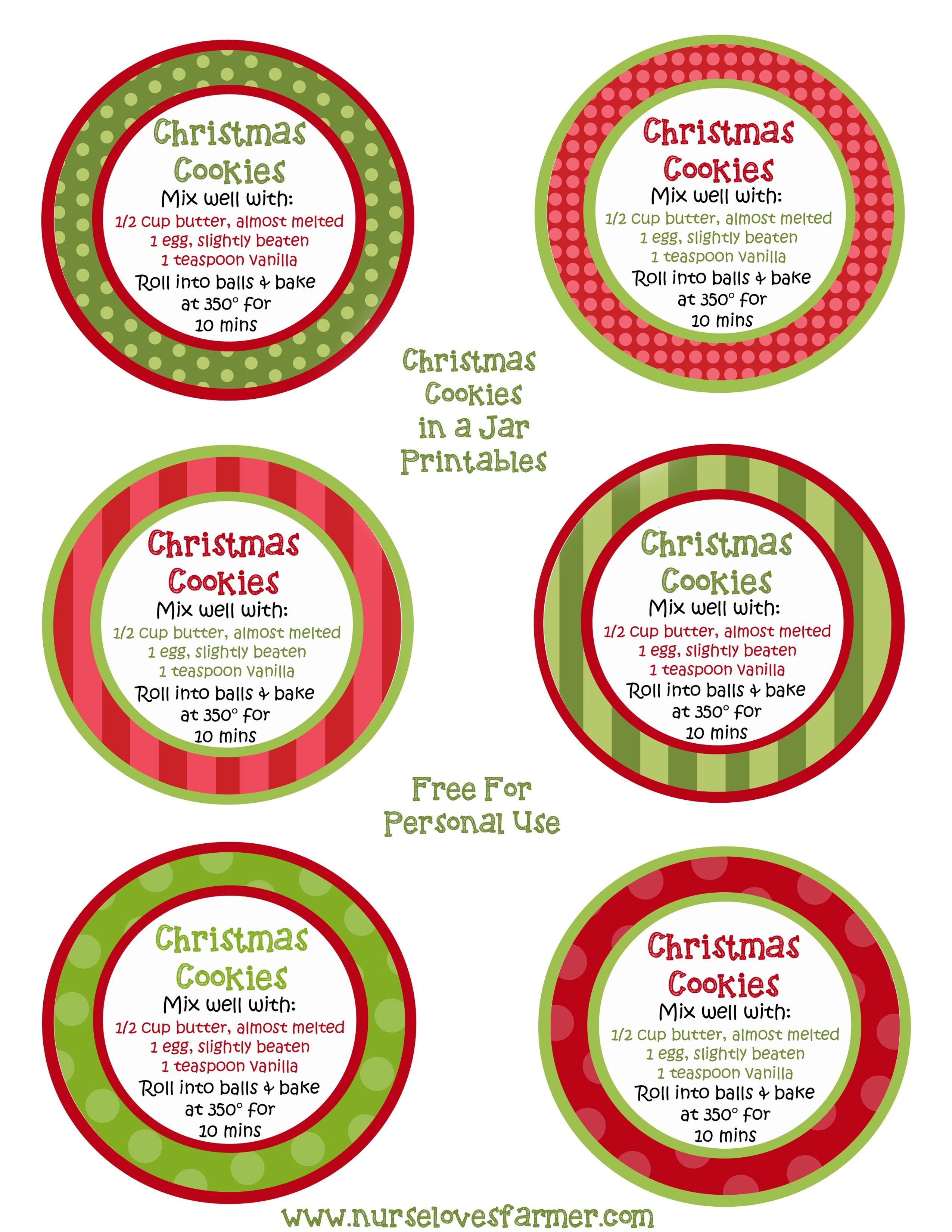 Christmas Cookies In A Jar | Recipe | Canning | Christmas Cookie - Free Printable Jar Labels Christmas