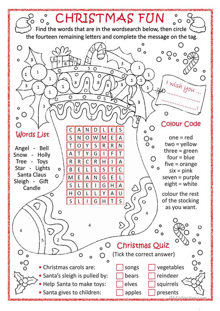 Christmas Fun Worksheet - Free Esl Printable Worksheets Madeteachers - Christmas Fun Worksheets Printable Free