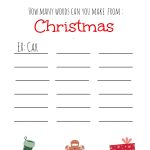 Christmas Games For Kids ~ Free Printable, Christmas Make A Word   Free Printable Christmas Family Games