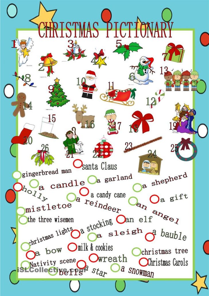 Free Printable Christmas Pictionary Words