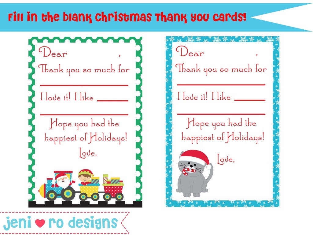 Christmas Thank You Notes For Kids - Free Printable! • - Free Printable Christmas Thank You Cards