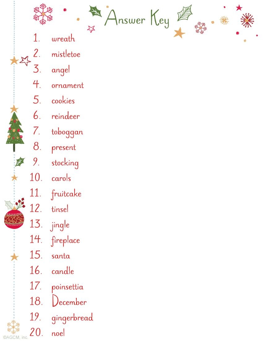 Christmas Word Scramble Answer Key | Jbwalk33@knology - Free Printable Christmas Word Scramble With Answers