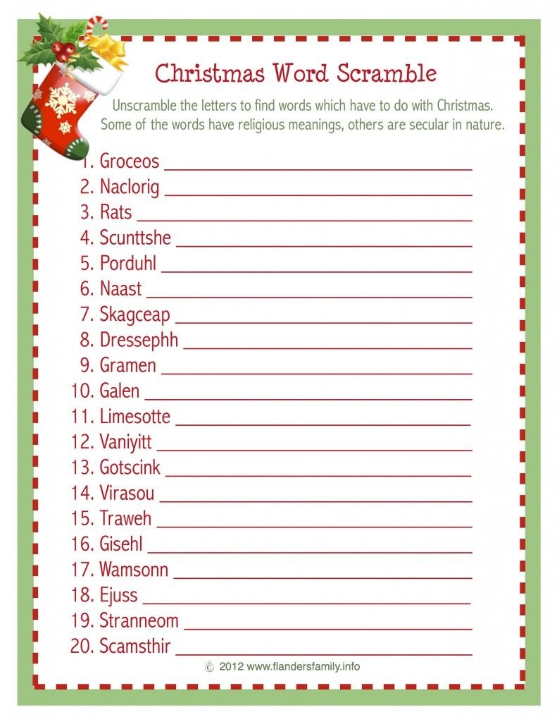 Christmas Word Scramble (Free Printable) | Games | Pinterest - Free Printable Christmas Word Scramble With Answers
