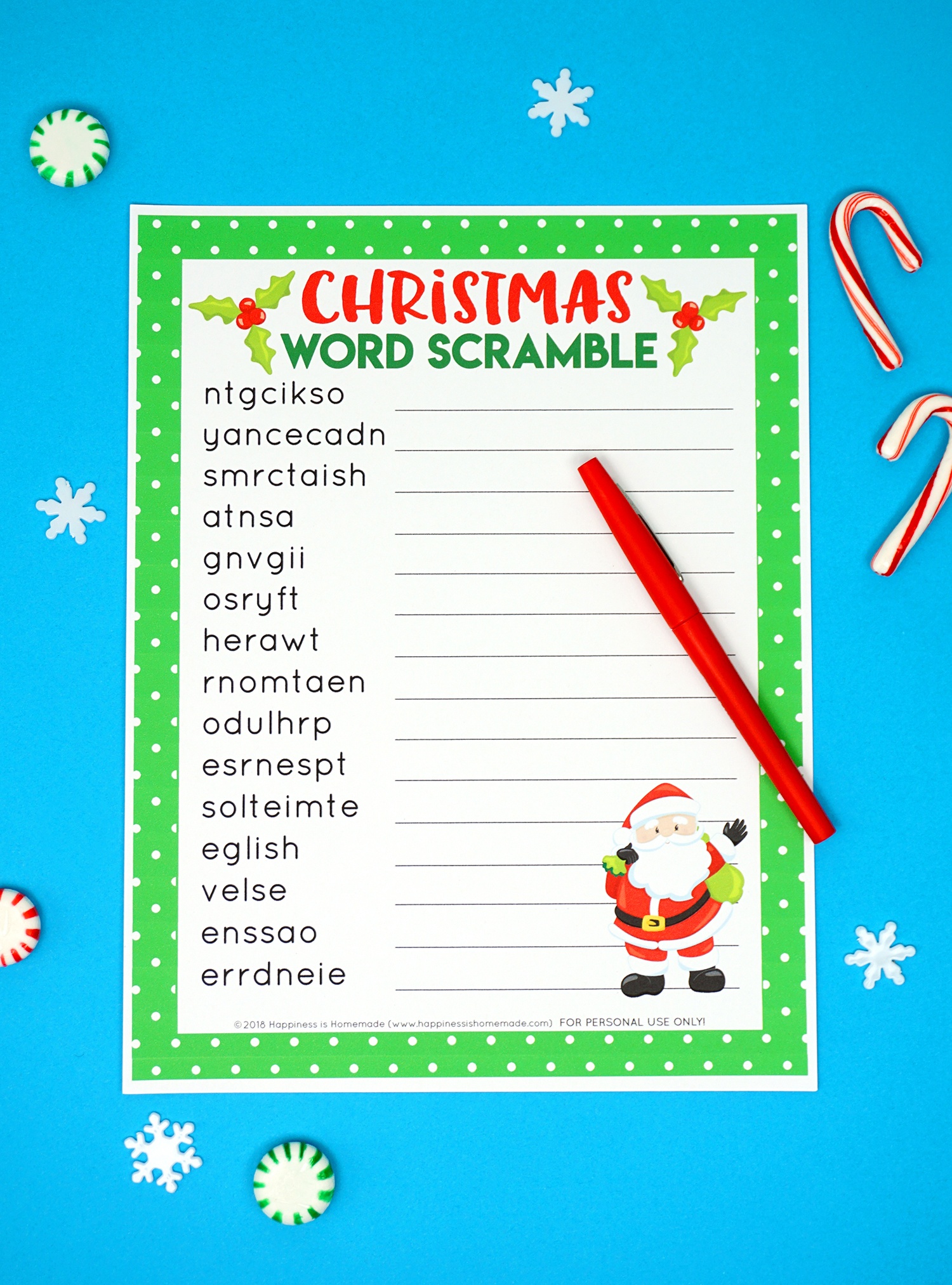 Christmas Word Scramble Printable - Happiness Is Homemade - Free Printable Christmas Word Scramble With Answers