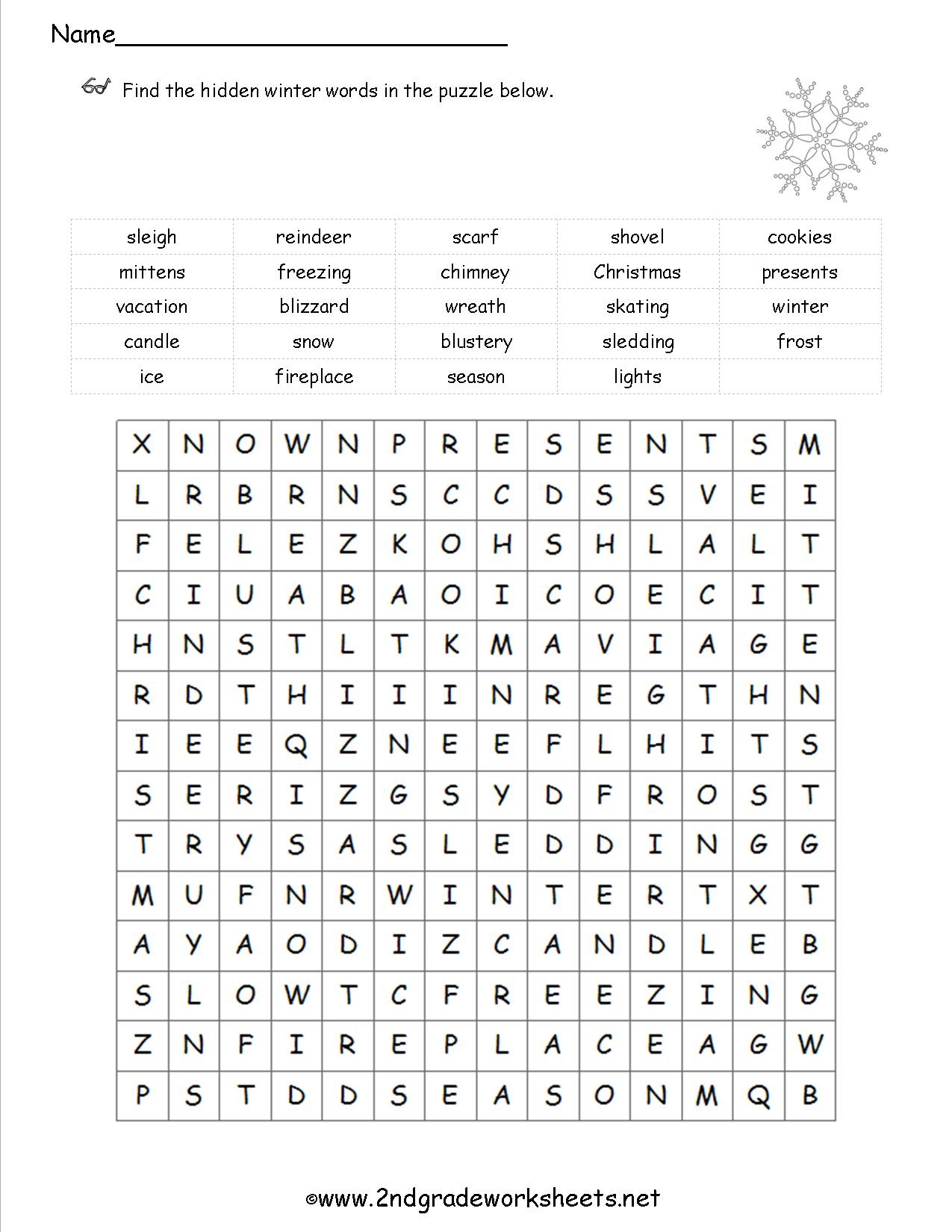 2Nd Grade Word Search Free Printable Free Printable