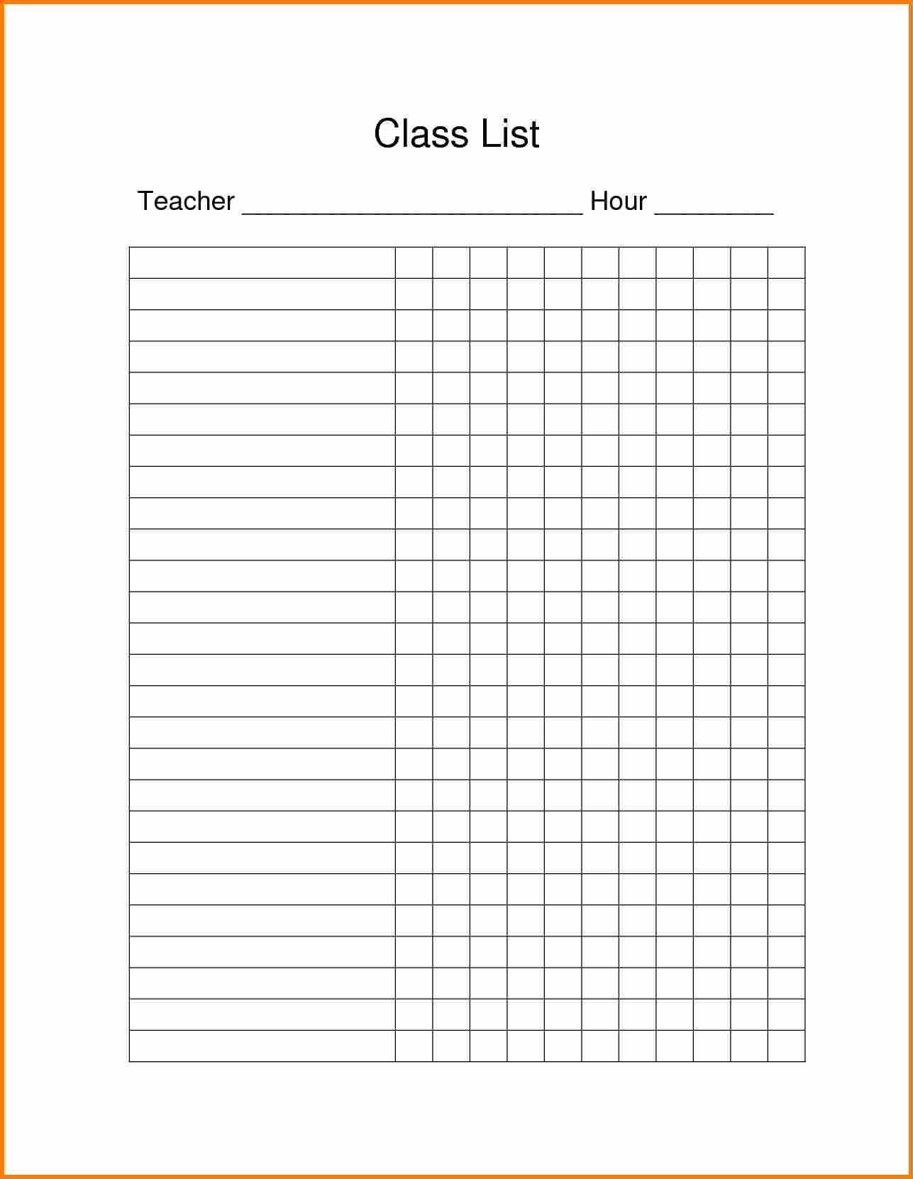 Class Job List Template Archives - Mavensocial.co New Class List - Free Printable Class List Template For Teachers
