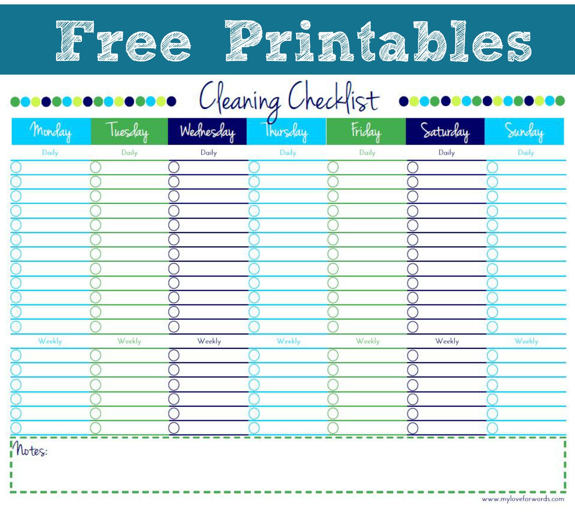 Cleaning Checklist {Free Printable} - Free Printable Cleaning Schedule Template