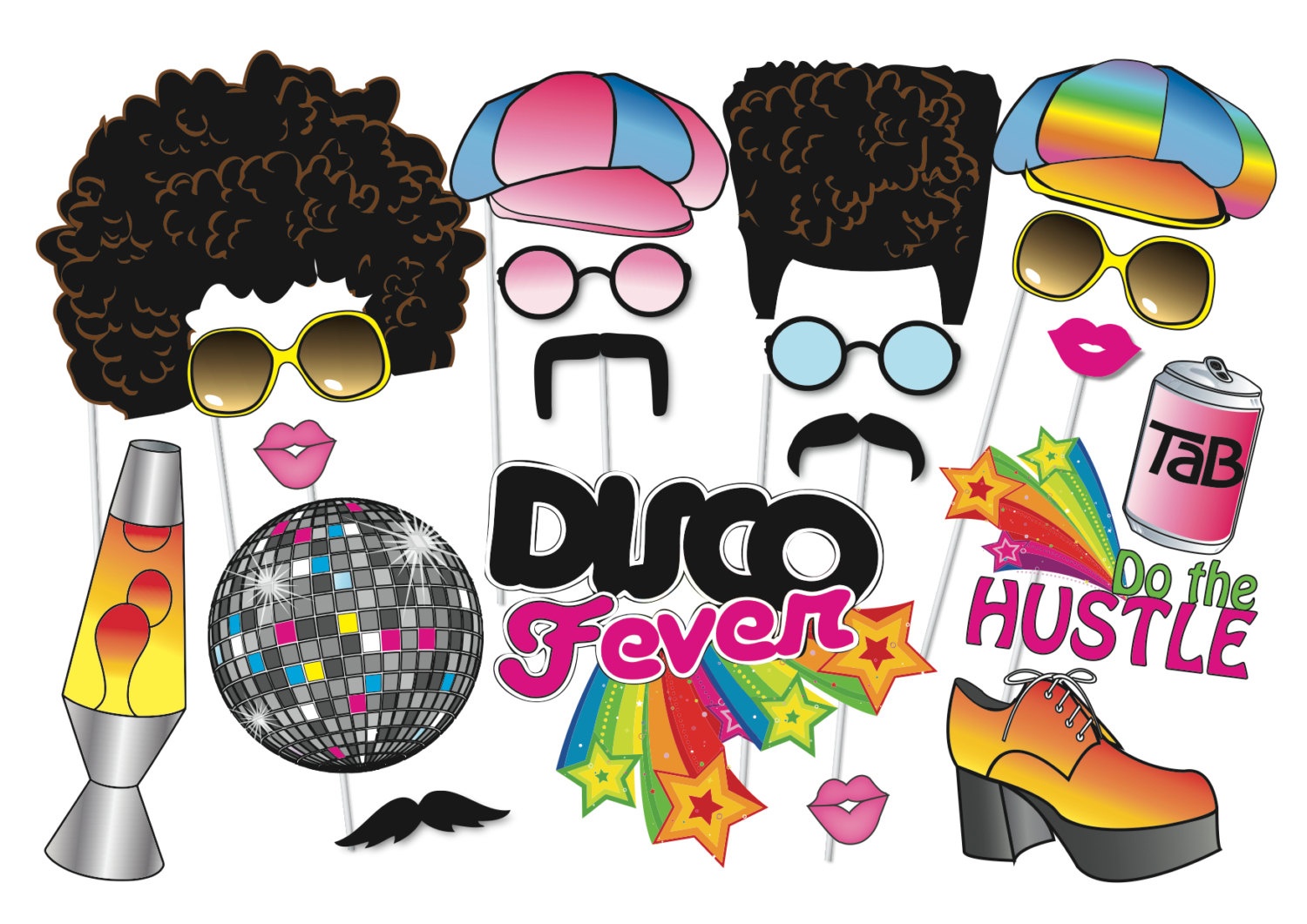 Collection Of Free Decretion Clipart Party Prop. Download On Ui Ex - Free Printable 70&amp;#039;s Photo Booth Props