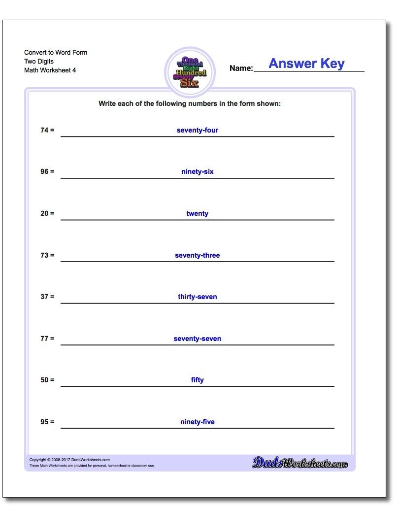 Convert To Word Form Worksheet Two Digits #standard #expanded #and - Free Printable Expanded Notation Worksheets