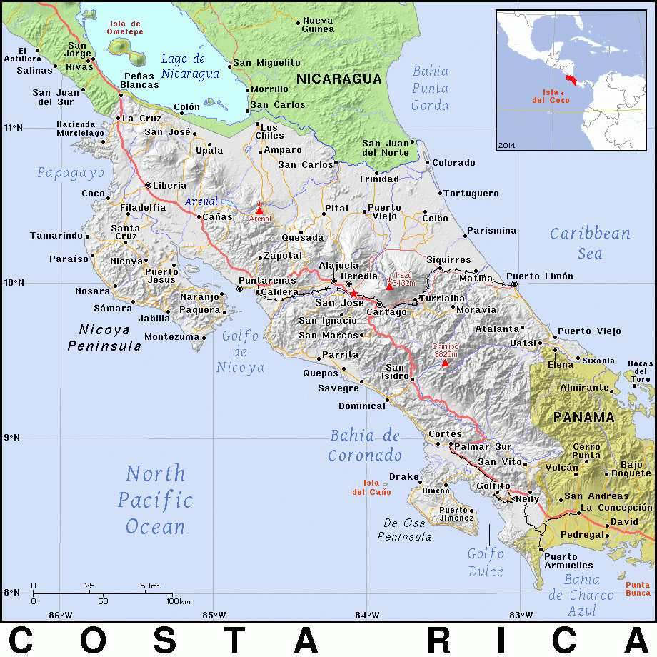 Cr · Costa Rica · Public Domain Mapspat, The Free, Open Source - Free Printable Map Of Costa Rica