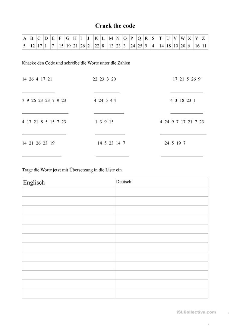 Crack The Code Worksheet - Free Esl Printable Worksheets Made - Crack The Code Worksheets Printable Free