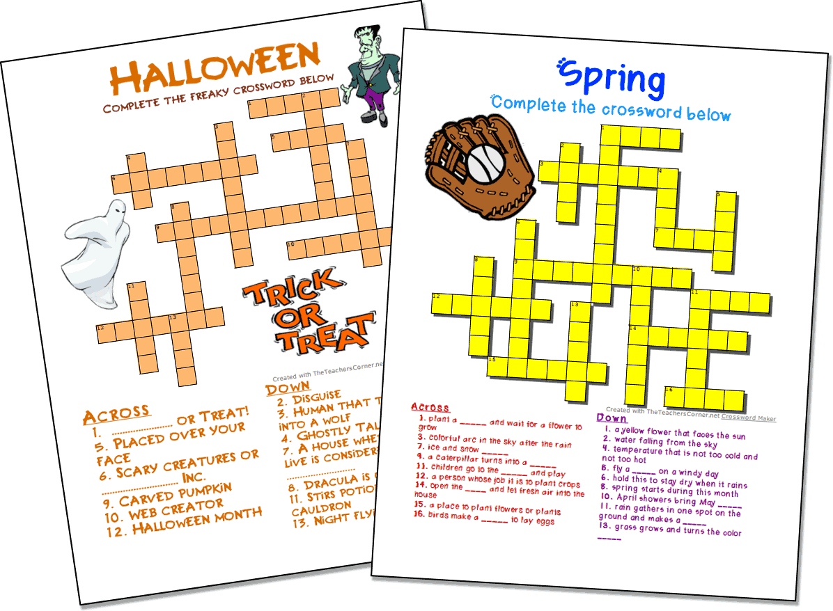 crossword puzzle maker for kids free worksheets