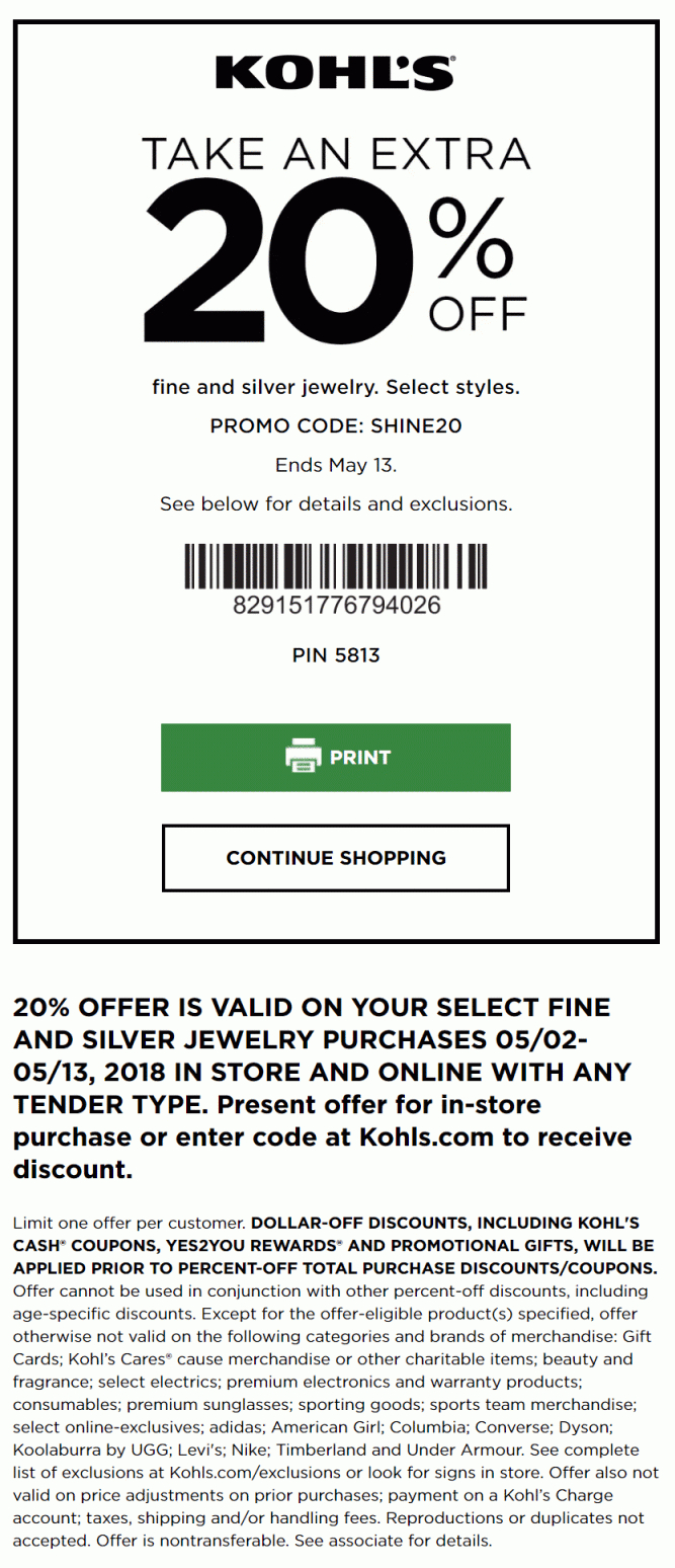 Current Kohl&amp;#039;s Coupons - Kohls Printable Coupons Free Shipping