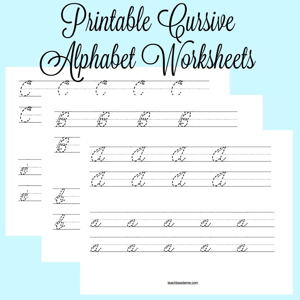 Cursive Alphabet Worksheets – Teach Beside Me - Free Printable Cursive Worksheets