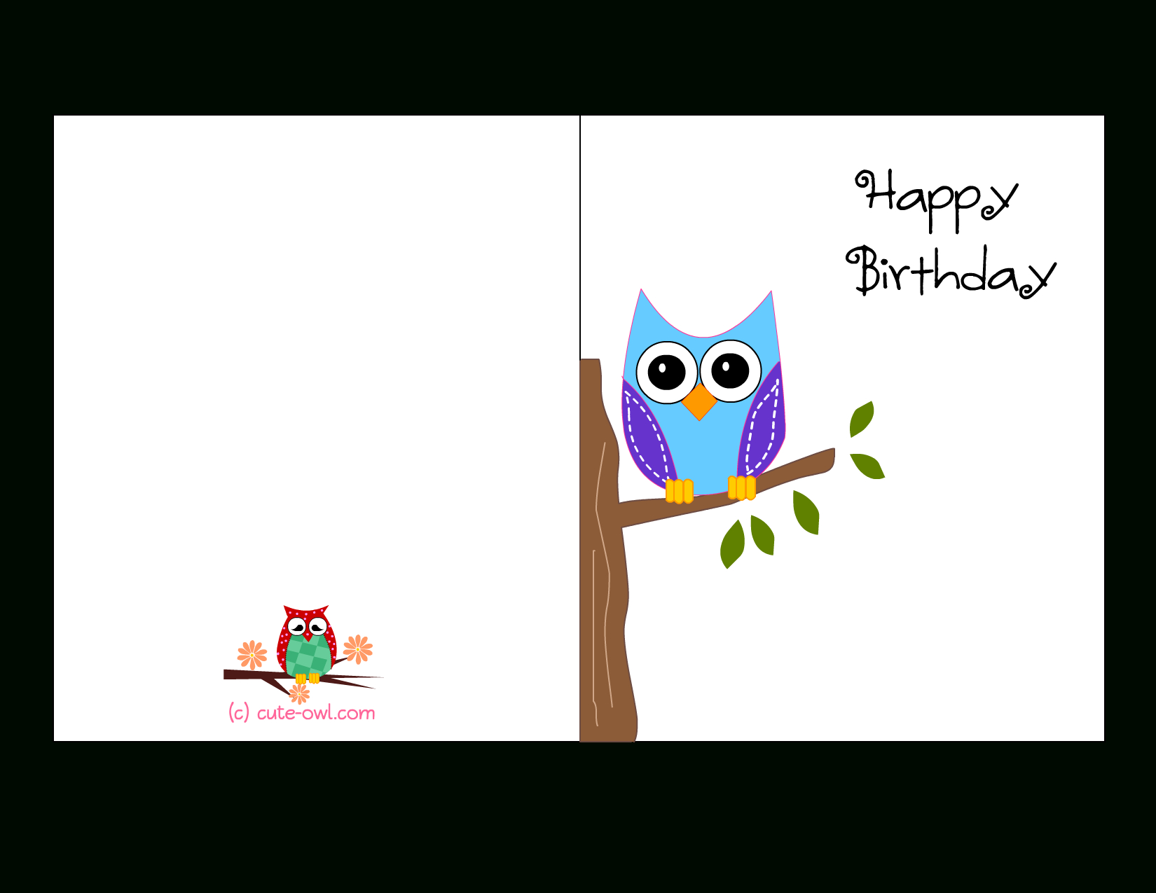 Cute Owl Sitting On A Branch Happy Birthday Card | Favorite - Free Printable Funny Birthday Cards For Dad