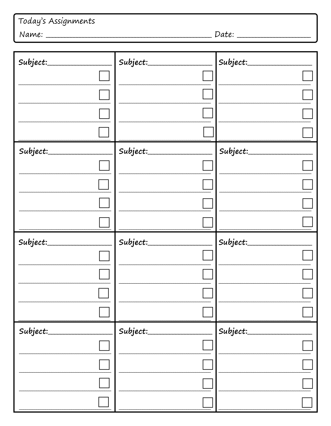 Daily Planners For Students | Daily Assignment Gridhsmommaof4 - Free Printable Daily Assignment Sheets